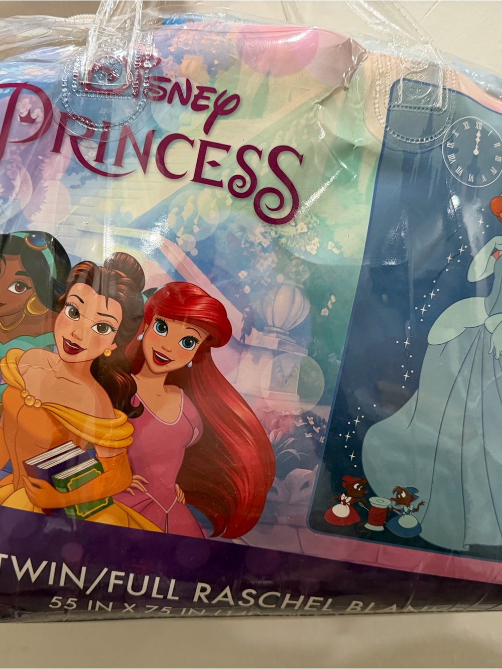 Disney Princess Girls Cinderella Multicolor Pink and Blue Dress Print